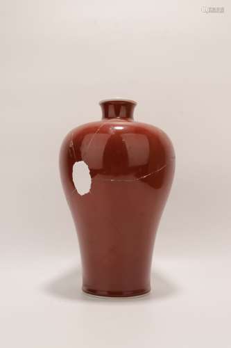 chinese red glazed porcelain meiping