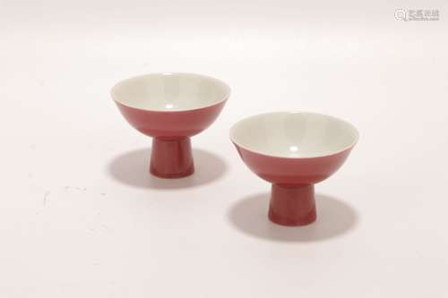 pair chinese ruby glazed porcelain goblets