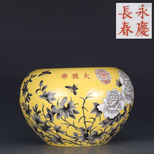chinese yellow-ground grisaille washer
