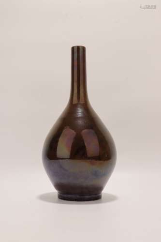 chinese purple-gold glazed porcelain bottle vase