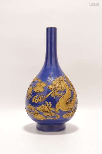 chinese blue glazed porcelain bottle vase