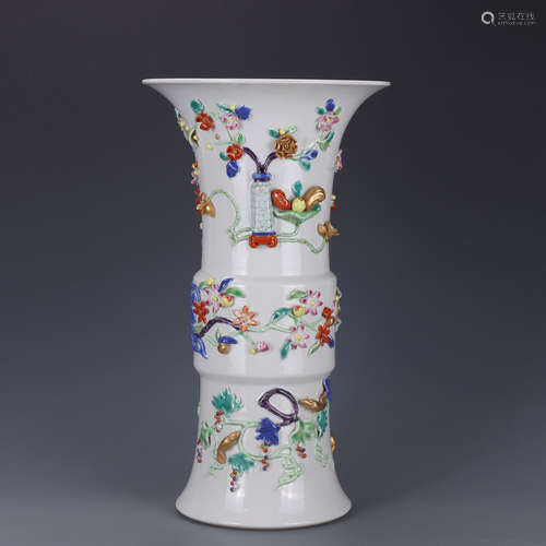 chinese famille rose porcelain flower vase