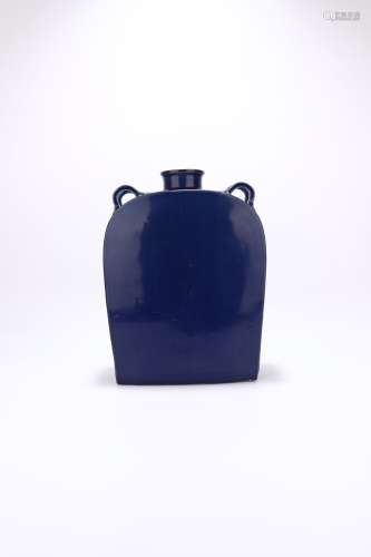 chinese blue glazed porcelain binaural vase