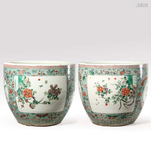 pair of chinese famille rose porcelain jars