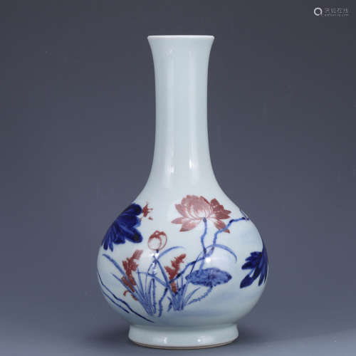 chinese blue and white underglaze red porcelain vase