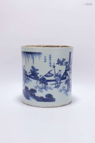 chinese blue and white porcelain brush pot