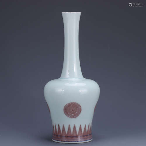 chinese underglaze red porcelain mallet-form vase