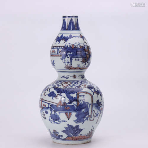 chinese blue and white porcelain double gourd vase