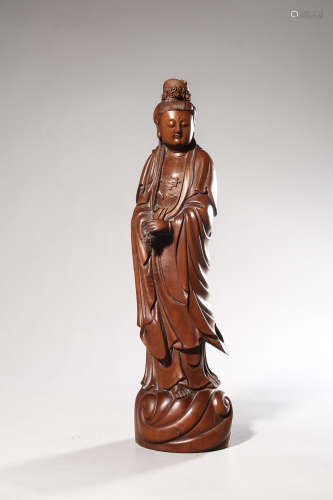 chinese boxwood guanyin statue