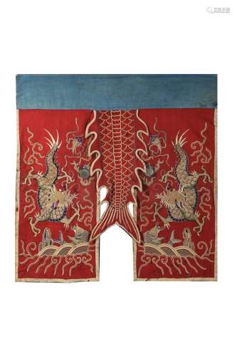 chinese red-ground embroidery hanging screen