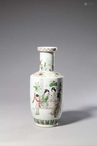 chinese wucai porcelain rouleau vase