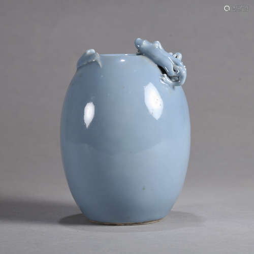 A CHINESE BLUE GLAZED PORCELAIN  JAR WITH KANGXI MARK