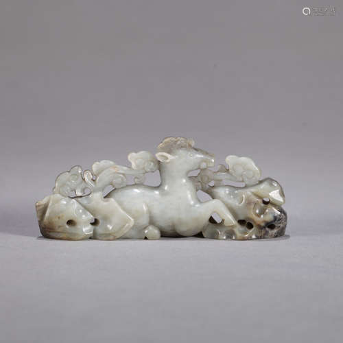 A Chinese Carved Jade Decoration of Deer Shape