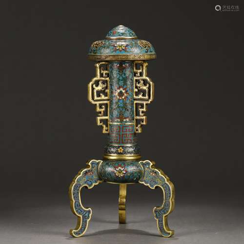 A CHINESE BRONZE ENAMEL CLOISONNE INCENSE BURNER