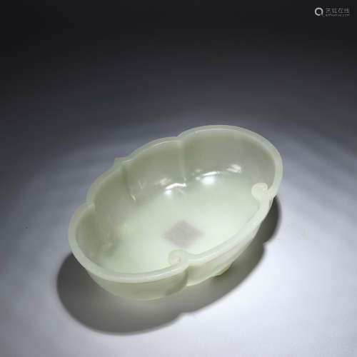 A CHINESE JADE CARVED WASH WITH QIANLONG MARK