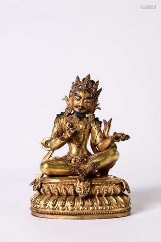 A Chinese sino tibetan Gilt Bronze figure of BODHISATTVA