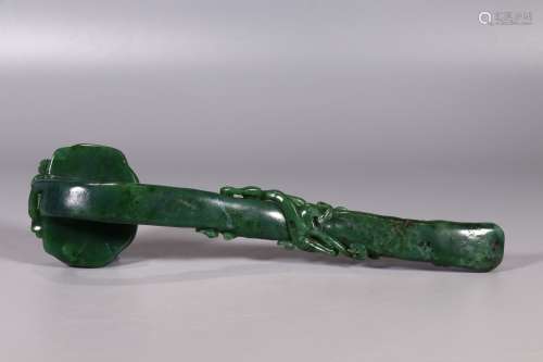 A JADEITE CARVING OF RUYI