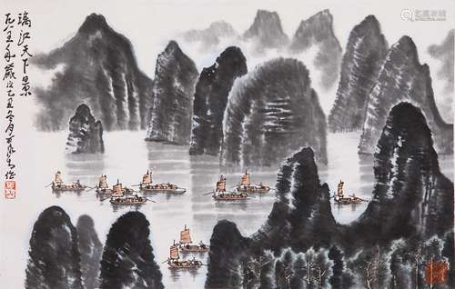 A Chinese LiJiang View Painting, Li Ke Ran Mark