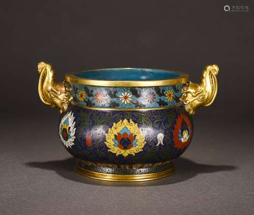 A CHINESE BRONZE ENAMEL CLOISONNE INCENSE BURNER