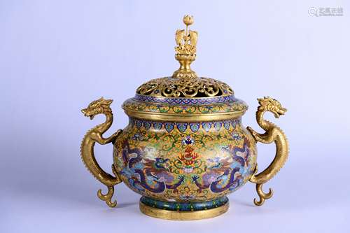 A CHINESE CLOISONNE ENAMEL INCENSE BURNER