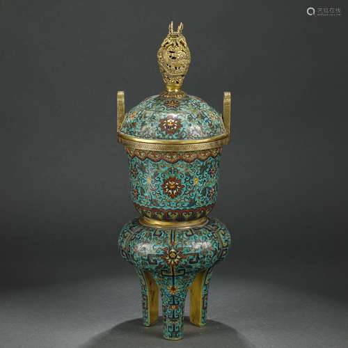 A CHINESE BRONZE ENAMEL CLOISONNE INCENSE BURNER