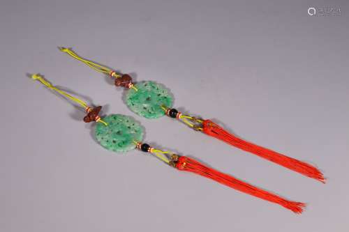 A PAIR OF CHINESE JADE DECORATIONS