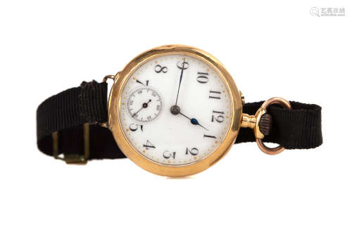 LADY'S GOLD CASED OPEN FACE CONVERTED FOB WATCH, the round w...