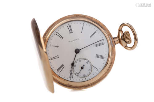 WALTHAM GOLD FILLED FULL HUNTER POCKET WATCH, the round whit...