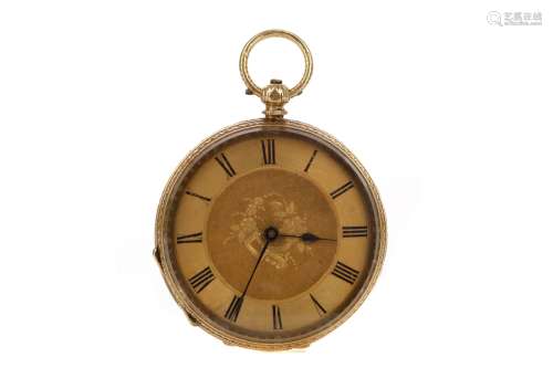 LADY'S EIGHTEEN CARAT GOLD OPEN FACE FOB WATCH, the round go...