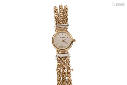 LADY'S CA D'ORO NINE CARAT GOLD QUARTZ WRIST WATCH, the roun...