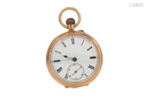 EIGHTEEN CARAT GOLD OPEN FACE FOB WATCH, the round white dia...
