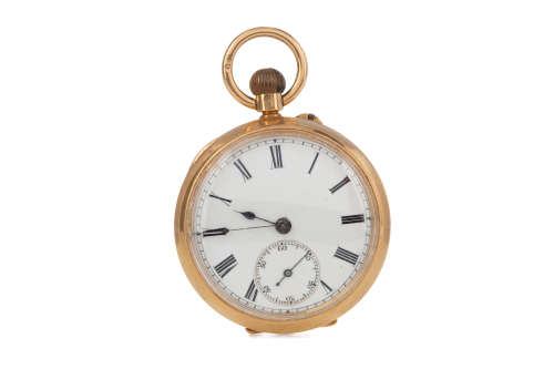 EIGHTEEN CARAT GOLD OPEN FACE FOB WATCH, the round white dia...