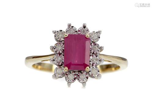 A RUBY AND DIAMOND RING