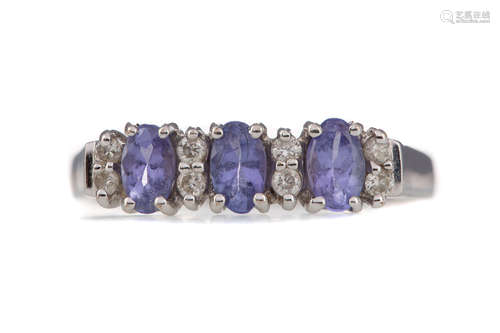 A TANZANITE AND DIAMOND RING