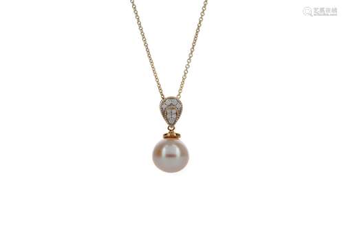 A PEARL AND DIAMOND PENDANT