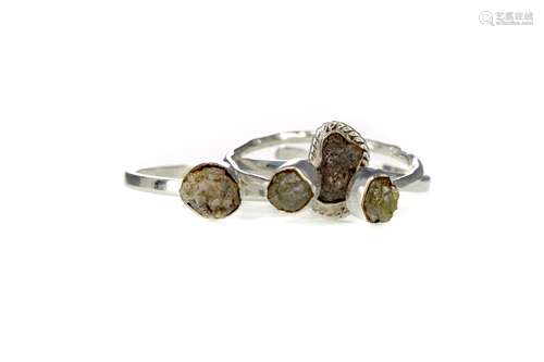 THREE ROUGH DIAMOND RINGS