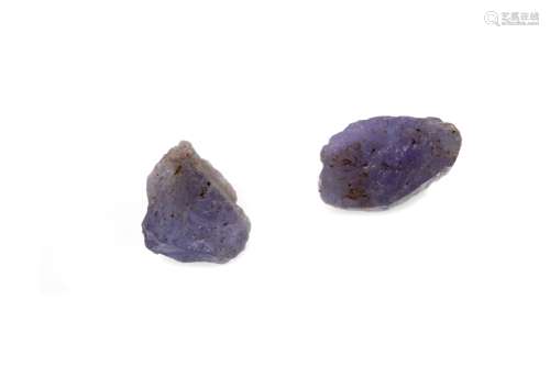**TWO CERTIFICATED UNMOUNTED ROUGH TANZANITES