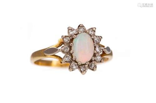 AN OPAL AND DIAMOND RING