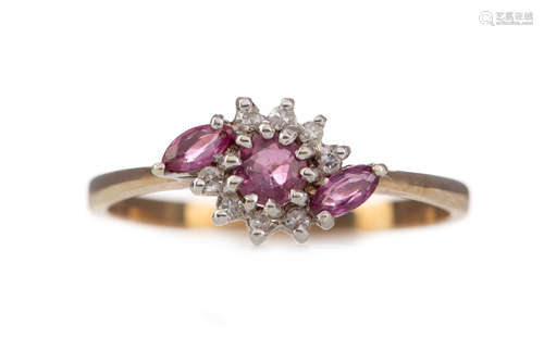 A RUBY AND DIAMOND RING