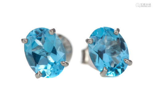 A PAIR OF BLUE TOPAZ EARRINGS