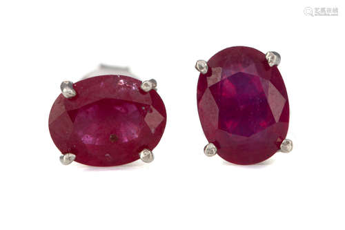 A PAIR OF TREATED RUBY EARRINGS