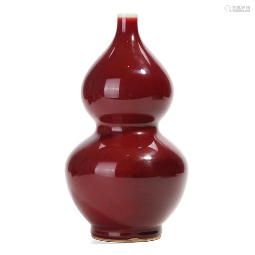 A SACRIFICIAL RED-GLAZED 'GOURD' VASE