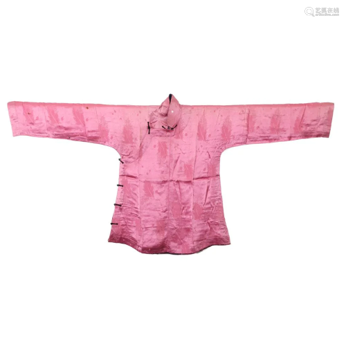 A PINK-GROUND EMBROIDERED LADY'S ROBE