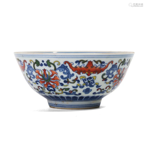 A DOUCAI 'FLOWER SCROLL' BOWL