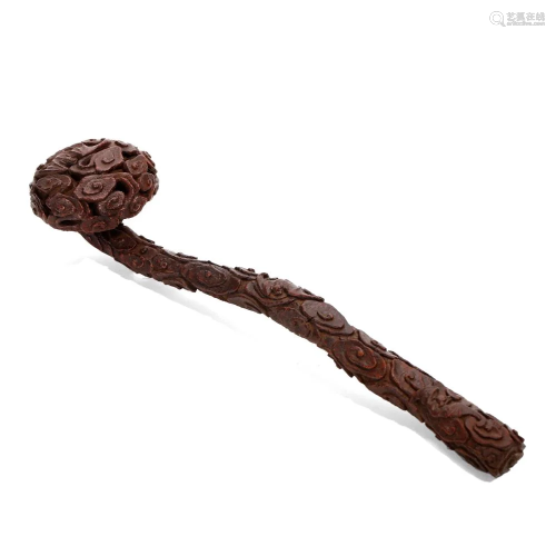 A BAMBOO CARVED 'CLOUDS' RUYI SCEPTRE