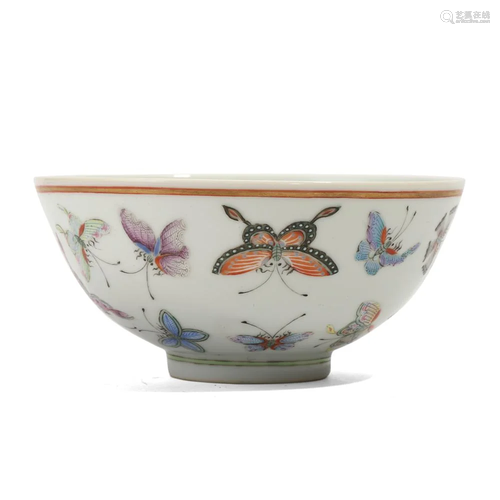 A FAMILLE-ROSE 'BUTTERFLIES' BOWL