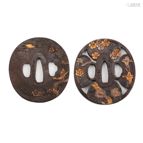 TWO JAPANESE SWORD GUARDS (TSUBA)