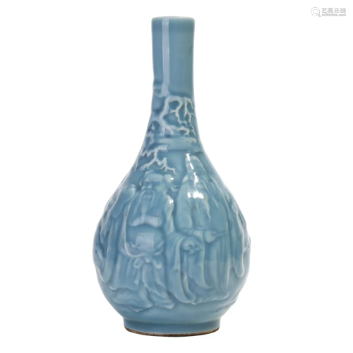 A SKY-BLUE GLAZED 'FIGURES' VASE