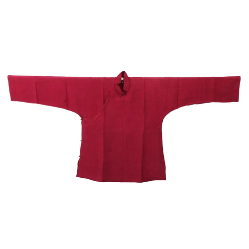 A RED-GROUND EMBROIDERED LADY'S ROBE