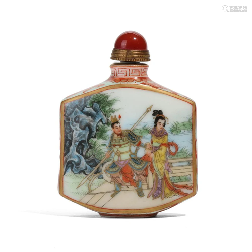 A FAMILLE-ROSE 'FIGURES' SNUFF BOTTLE